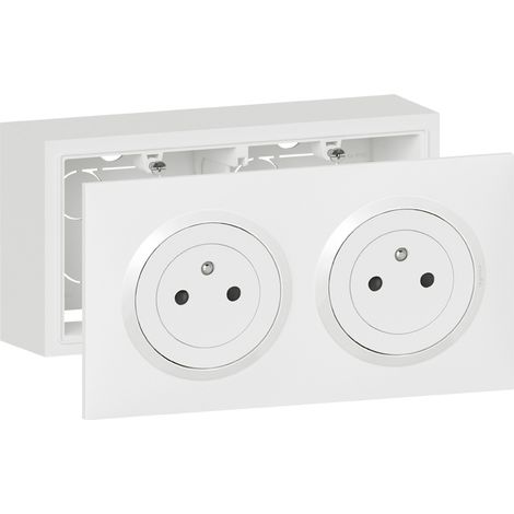 LEGRAND - Kit double prise de courant 2P+T Surface dooxie 16A précâblées livrée avec cadre pour montage en saillie finition blanc (1/2)