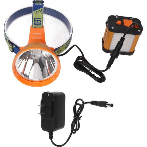 Lampe frontale LED ultra lumineuse avec batterie lithium 6400mAh, angle réglable et prise US 100V-240V (1/5)