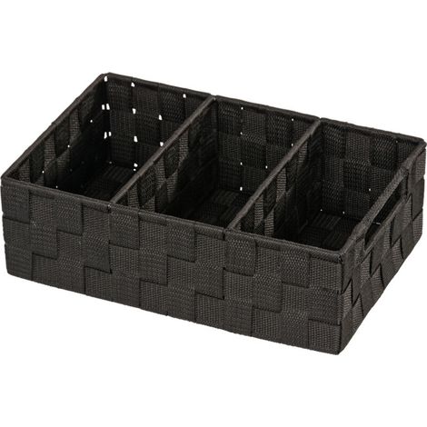 Organiseur Salle de bain Adria, Rangement salle de bain 3 compartiments, Polypropylène, 32x21x10 cm, noir (1/5)