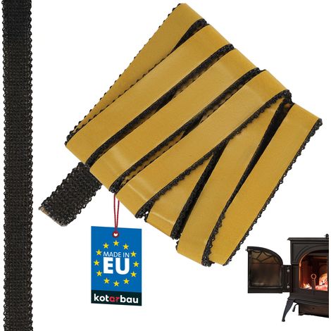 KOTARBAU® Joint Insert Cheminée - Joint Poêle À Bois - 20 x 3,5 mm - Fibre de Verre - 2,5 m - Noir - Résistant à la Chaleur - Autocollant