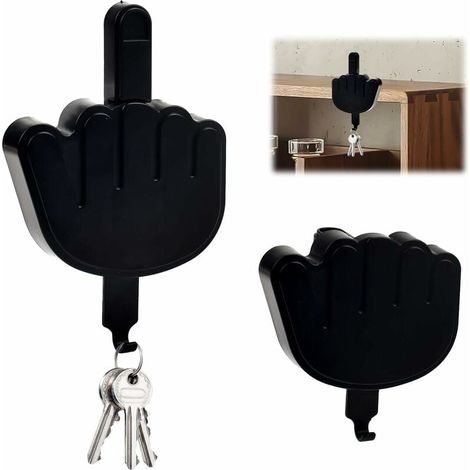 1 pièce crochet porte-clés doigt, porte-clés autocollant, crochet porte-clés personnalisé, crochet mural décoratif pour portes, murs, couloirs, cadeau de bureau amusant (1/5)