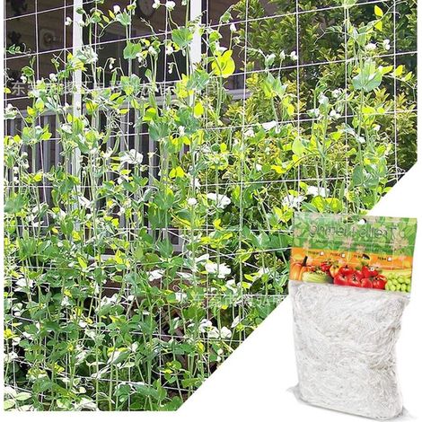 Red para plantas trepadoras (1,67 mx 5 m), malla grande de soporte para plantas, red de polietileno para enrejado, ideal para tomates, uvas, pepinos y otras frutas y verduras, color blanco.