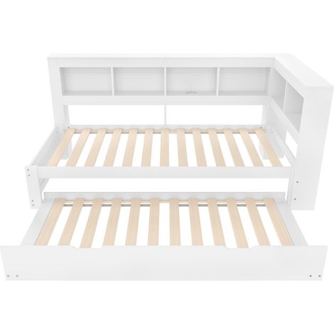 Divano letto 90 x 200 cm con letto estraibile, presa e 2 porte USB, bianco (1/5)