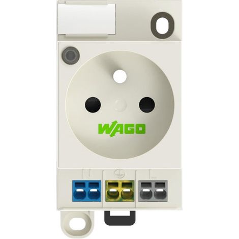 Prise d'armoire WAGO type E raccordement ressort Push-in fixation rail DIN ou fond d'armoire avec voyant norme NF (1/2)