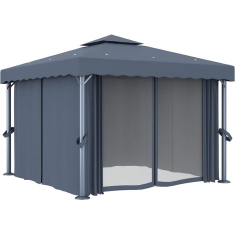 Tonnelle avec rideau 3x3 m Anthracite Aluminium