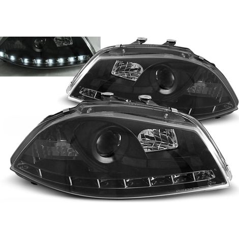 Paire de feux phares Seat Ibiza 6L de 04/2002 a 2008 Daylight led noir-27361788