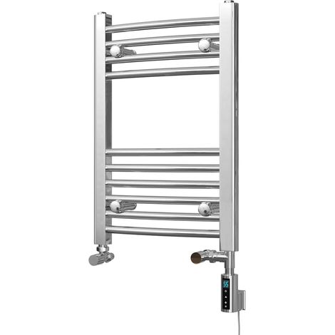 Zennor - Chrome Dual Fuel Towel Rail H600mm x W400mm Thermostatic WIFI - Curved (1/3)