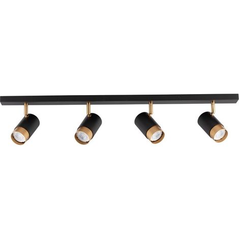 Merano Knoxville Barre de spots de plafond 4 lumières Sandy noir, aluminium doré LED GU10 4x10W