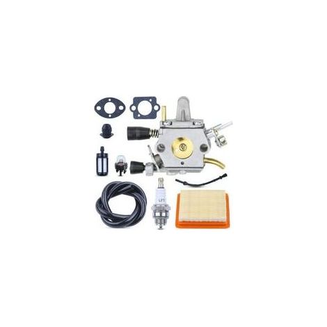 Carburateur pour débroussailleuses STIHL FS120 FS200 FS250 FS300 FS350 FR350 kit de pièces de rechange pour carburateur FS 250, comprenant filtre à air, joint et bougie d'allumage. (1/4)