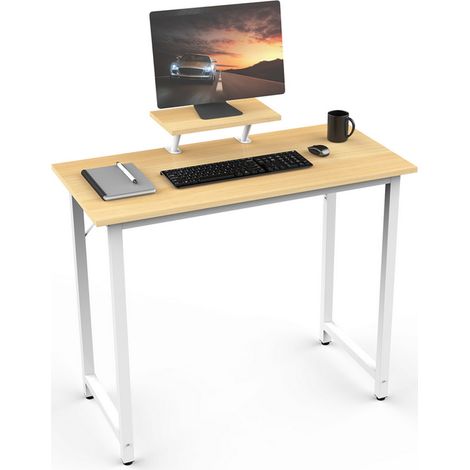 Scrivania per computer Haloyo®, scrivania con ripiani, tavolo da studio per camera da letto, 80x40x75cm, colore legno (1/5)