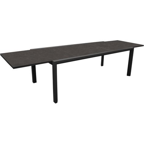 PROLOISIRS Table de jardin Sinnes en aluminium/fundermax - graphite/black jack - 200/300 x 104 cm (1/3)