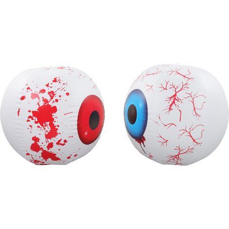 2er-Set aufblasbare Gruseldekorationen mit 12-farbig verstellbarer LED-Augapfellampe für Halloween-Partys (Blau und Rot) (1/5)