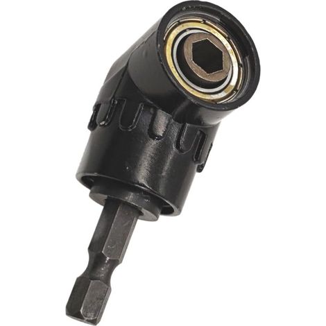 Adaptateur de tournevis coudé avec douille porte-embout hexagonale 1/4" et tige hexagonale, adaptateur de perçage coudé à 105°, porte-embout multifonctionnel, noir (1/5)