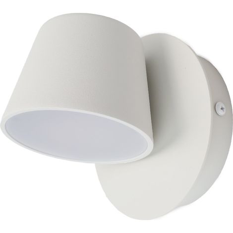ALPINALUZ Aplique de Pared LED de Aluminio Blanco Diseño Moderno Nórdico con Foco Orientable CRI90 6W 2700K (1/2)