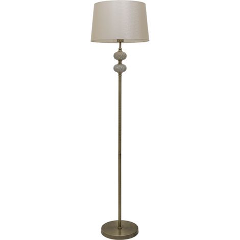 Pie de salón cuero bolas mosaico ámbar pantalla beige jaspeada 1xE27 (1/3)