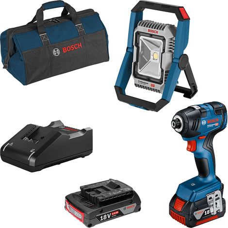 Bosch Akku-Maschinen-Set: GDR 18V-200 + GLI 18V-1900, 1x 2,0/4,0 Ah und Ladegerät in Tasche