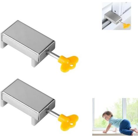 Fenêtre Coulissante Fermeture Serrure de Fenêtre Réglable Serrures de Fenêtre Coulissante Serrure de Sécurité pour Enfants 2 Pcs (1/4)