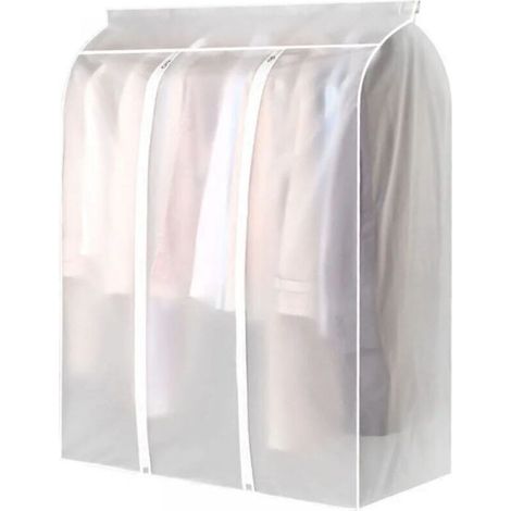 90 x 100 x 50 cm Garment Bag for Hanging Clothes, Frosted Translucent Cover Bag for Garment Rack, Zippered Clothes Storage Bag for Hanging Coats