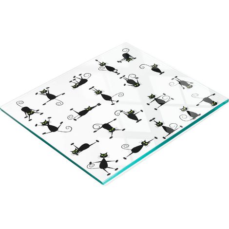 Tagliere da cucina in vetro temperato con grafica di gatti, 60x52 cm (1/5)