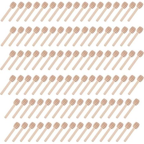 Lot de 100 mini cuillères à miel en bois de 8 cm, idéales pour un mariage, un anniversaire ou une fête (1/5)