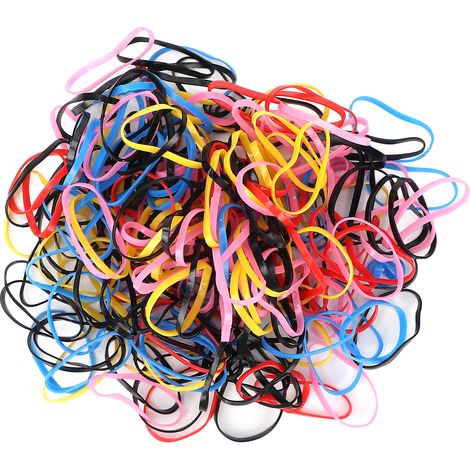 Élastiques colorés haute élasticité, petits anneaux à cheveux forts, bandes caoutchouc jetables (1/5)