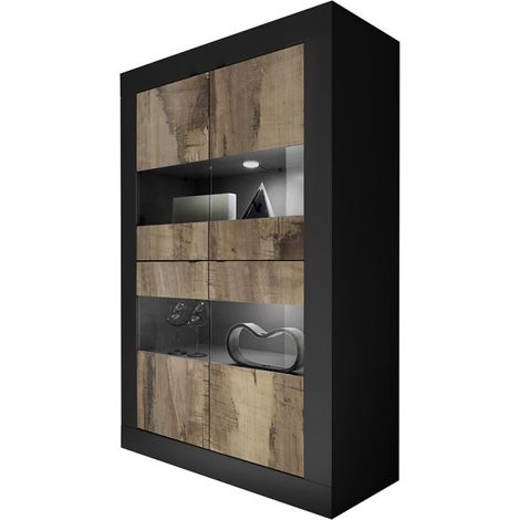 Credenza Vetrina 4 ante Nero / Pero - Basic (1/3)
