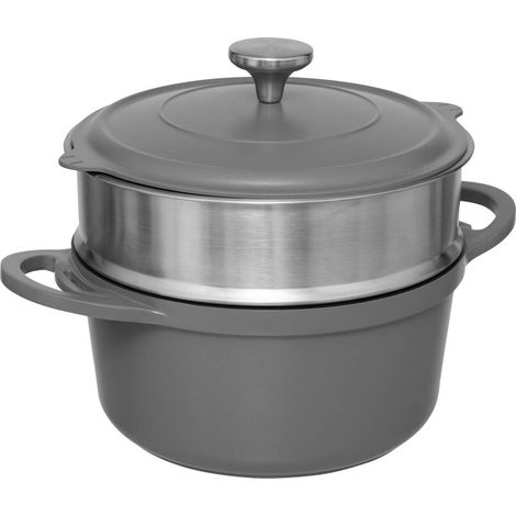 Pentola a vapore D24 cm in fusione di alluminio grigio (1/5)