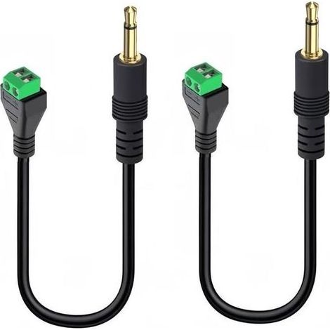 Connecteur Jack 3.5mm (Lot de 2) Adaptateur Mâle Mono TS 3.5mm vers Bornier à Vis 2 Pôles, Câble Audio 30cm Noir, sans Soudure, pour DIY Haut Parleur Casque PC (1/5)