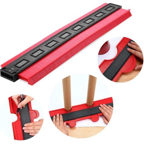 Calibro di contorno, calibro di profilo multifunzionale irregolare, strumento di marcatura facile per legno per misurazioni precise in miniera (20 pollici / 500 mm, rosso)