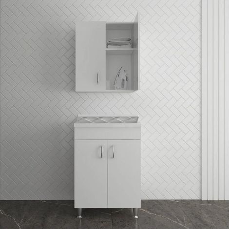 Set mobile bagno/lavanderia ECO con lavatoio 60x50 e pensile (1/5)