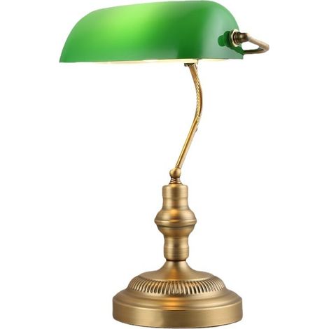 Lampe de banquier classique en métal en laiton poli douille E27 ampoule(s) non incluse(s) (1/5)
