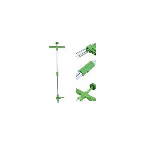 Extracteur de mauvaises herbes et outil d'extraction de racine de désherbeur vertical rotatif télescopique avec poignée en acier et désherbeur de jardin manuel à 3 griffes-LIAIKI (1/5)