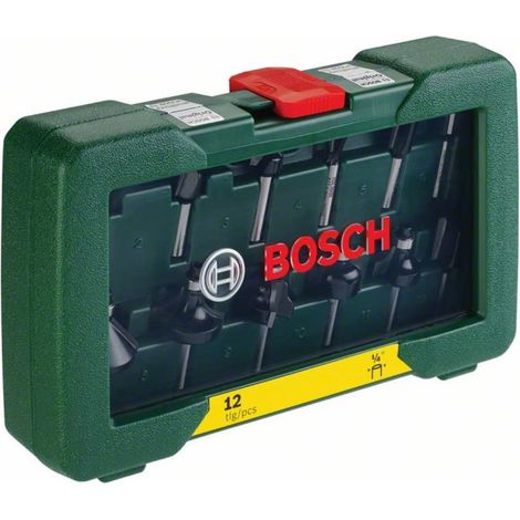 Bosch Fresa Set HM 12pzs Diámetro 1/4 Vástago 2607019465