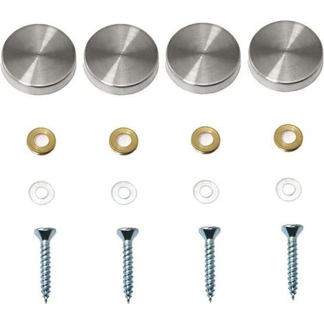 Lot de 4 vis décoratives pour miroirs, cache-clous décoratifs, vis décoratives en acier inoxydable poli pour miroirs, vitrines ou meubles (20 mm)