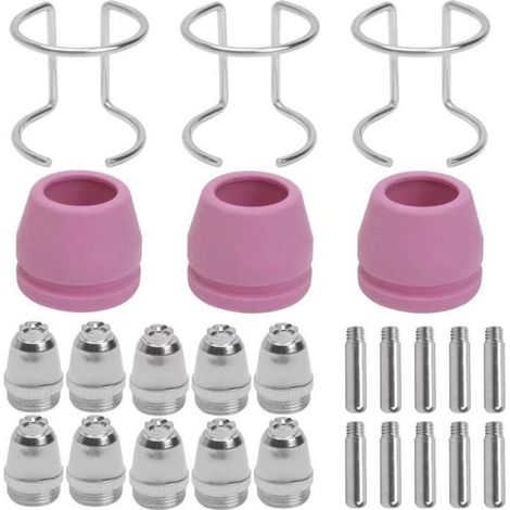26 Pièces AG60/SG55/SG51 Consommables Plasma Decoupeur Plasma , Consommables de Découpeuse Plasma Accessoire Decoupeur Plasma Electrode Tip Buse (1/5)