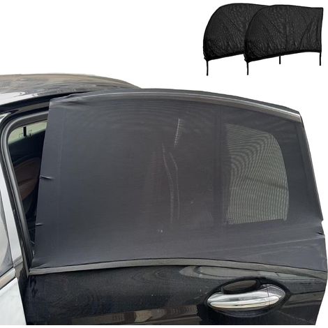 2 Pièces Pare Soleil Voiture, Maille Nylon Extensible, Protection UV Anti Moustique, Lunette Arrière Universelle (1/5)