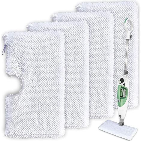 4pièces Balai Vapeur avec Lot de Lingettes Microfibre Lavables Têtes de Rechange pour Sols Outils de Nettoyage Réutilisables pour Salle de Bain et Cuisine (1/5)