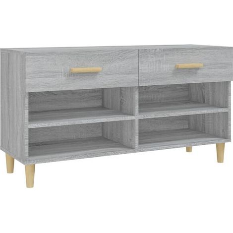 Meuble à chaussures gris Sonoma, dimensions 102x35x55 cm, en bois d'ingénierie. (1/5)