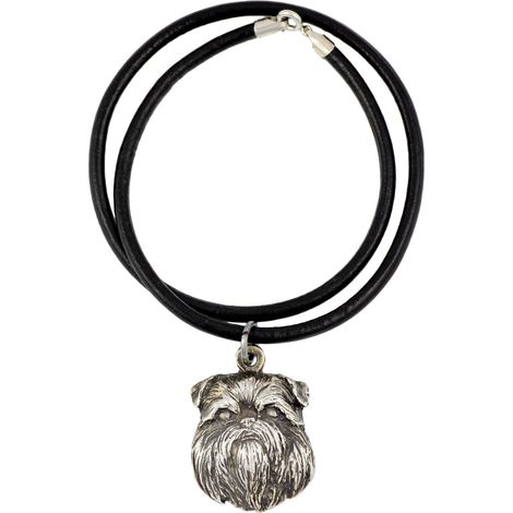 Grifón de Bruselas, Griffon Bruxellois - collar para perros, colgante bañado en plata para amantes de los perros, joyería única de Art-Dog (1/5)
