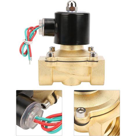 Vanne en laiton G1 pouce, pression d'eau, mécanique, normalement fermée, action directe, 2W-250-25 V CC, 12 V (1/5)