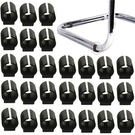 U-shaped soft plastic chair glides, 32 pieces, black, 25 mm diameter, for floor protection and shock absorption