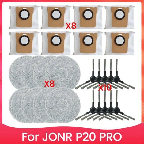 Brosse latérale, lingette et sacs à poussière de rechange pour aspirateur robot JONR P20 PRO (nettoyage domestique)