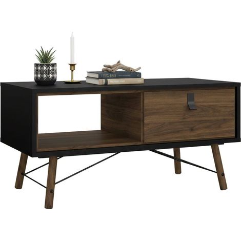 Table basse Maximilien, un tiroir, porte-revues, 48.2x101.8x50h cm Noir