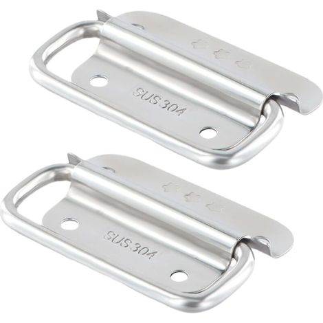 CSPARKV 2 Poignées Pliantes, Poignées Traction d'Acier Inoxydable, Porte en Métal Extracteur Poignée, Poignée de Boîte, Poignées de Caisse Pliantes pour Boîte à Outils