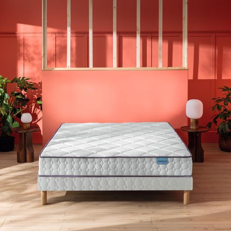 Ensemble sommier et matelas 140x190 cm ressorts et mémoire de forme ferme Merinos Cheer Bed (1/5)