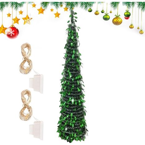 Árbol de Navidad brillante - Planta artificial con luces LED - 1,5 metros - Uso interior y exterior - Decoración para fiestas - Fácil montaje - Plegable - (1/5)