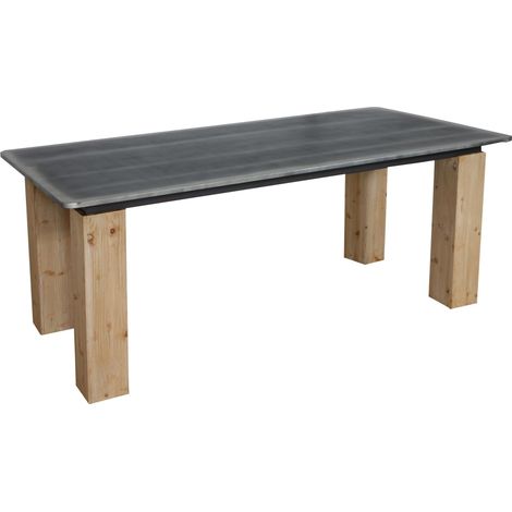 Esstisch HHG-589, Tisch Esszimmertisch, Industrial Massiv-Holz MVG-zertifiziert 200x100cm, natur mit Metall-Optik