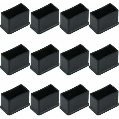 12 Stück rechteckige Tisch- oder Stuhlbeinschoner aus Gummifilz – Schwarz, 15 x 30 mm.-INHHUB