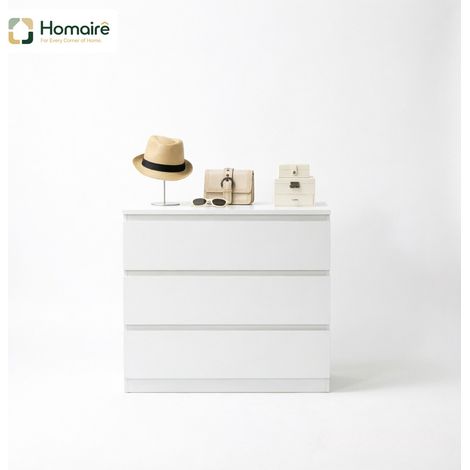 Commode blanche en bois de particules et bois 80 x 39 x 73 cm HOMAIRE (1/5)