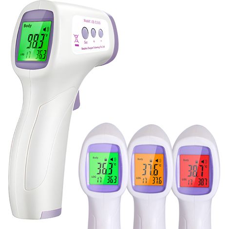 Thermomètre frontal numérique avec écran LCD, alarme de fièvre, indicateur tricolore, résultats rapides et précis, thermomètre infrarouge sans contact, facile à utiliser pour tous les âges. (1/5)